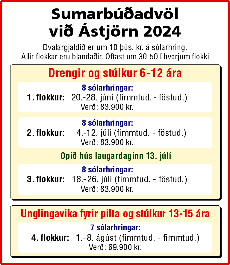 Flokkaskipan við Ástjörn 2024