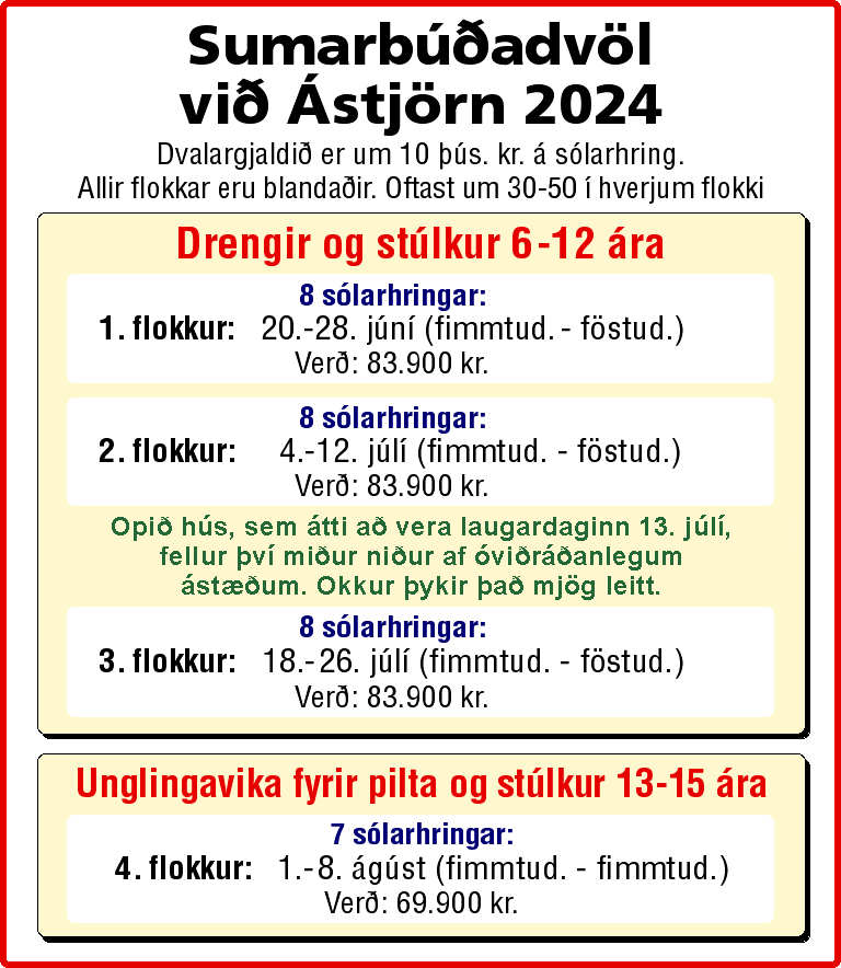 Flokkaskipan við Ástjörn 2024